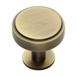 M Marcus Heritage Brass Stepped Disc Design Cabinet Knob with Rose 38mm 